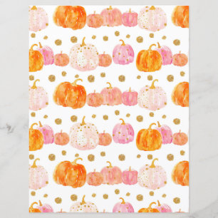 watercolor pumpkin fall pattern scrapbook paper