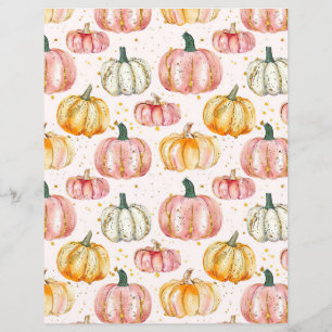 watercolor pumpkin fall pattern scrapbook paper