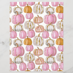 watercolor pumpkin fall pattern scrapbook paper
