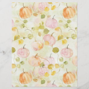 watercolor pumpkin fall pattern scrapbook paper