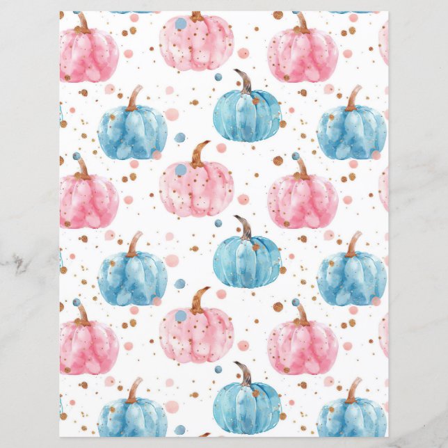 watercolor pumpkin fall pattern scrapbook paper (Front)