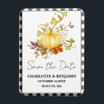 Watercolor Pumpkin Fall Wedding Save The Date Magnet<br><div class="desc">Watercolor Pumpkin Fall Wedding Save The Date Magnet features watercolor hand painted  yellow pumpkin and floral arrangement.A perfect design for fall and autumn wedding.Please click on the personalise button to customise it with your text and name.Kindly visit my store " loveyouart"  for other or similar designs .</div>