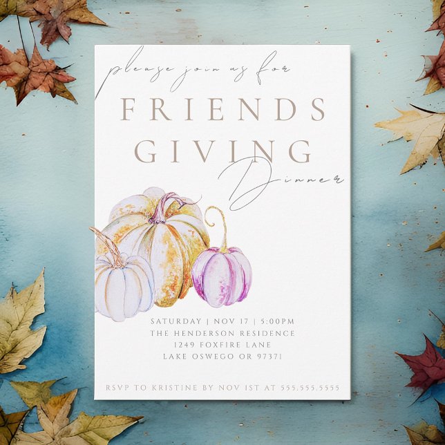 Watercolor Pumpkin Friendsgiving Dinner Invitation (Creator Uploaded)