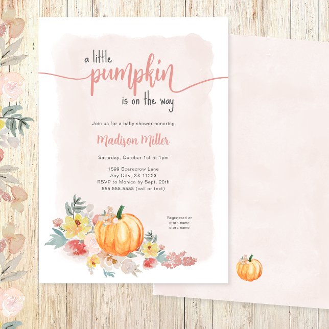 Watercolor Pumpkin girl baby shower Invitation (Creator Uploaded)