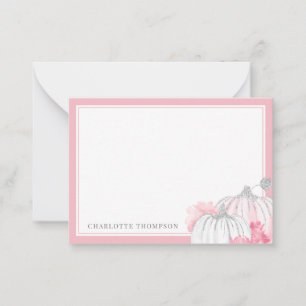 Watercolor Pumpkin Glitter Blush Pink Silver  Card