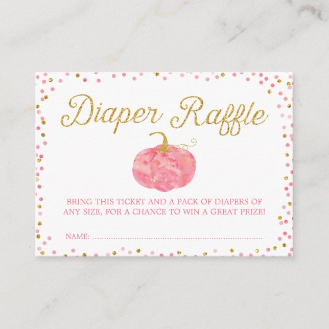 Watercolor Pumpkin Glitter Diaper Raffle Ticket Enclosure Card (Front)