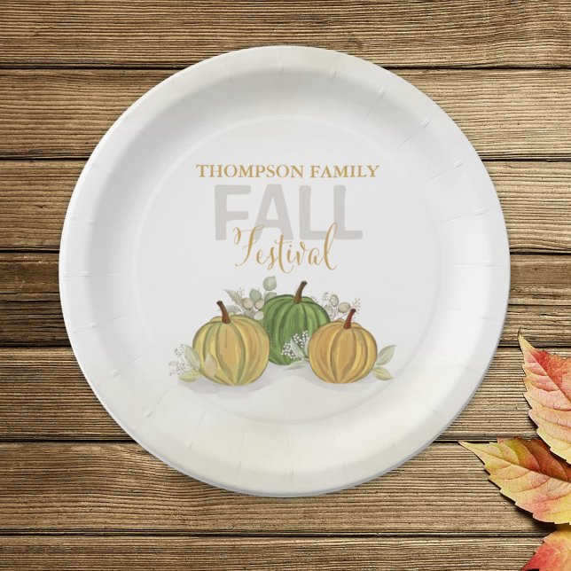 Watercolor Pumpkin Gourd Fall Festival Paper Plate (Creator Uploaded)