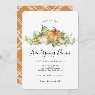 Watercolor Pumpkin Gourd Greenery Friendsgiving Invitation