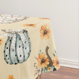 Watercolor Pumpkin Halloween Fall Floral Pattern  Tablecloth