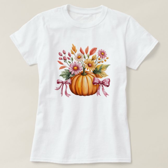 Watercolor Pumpkin Halloween T-Shirt – Cute Autumn (Design Front)
