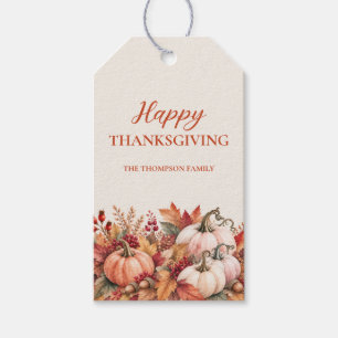 Watercolor Pumpkin Happy Thanksgiving Gift Tags