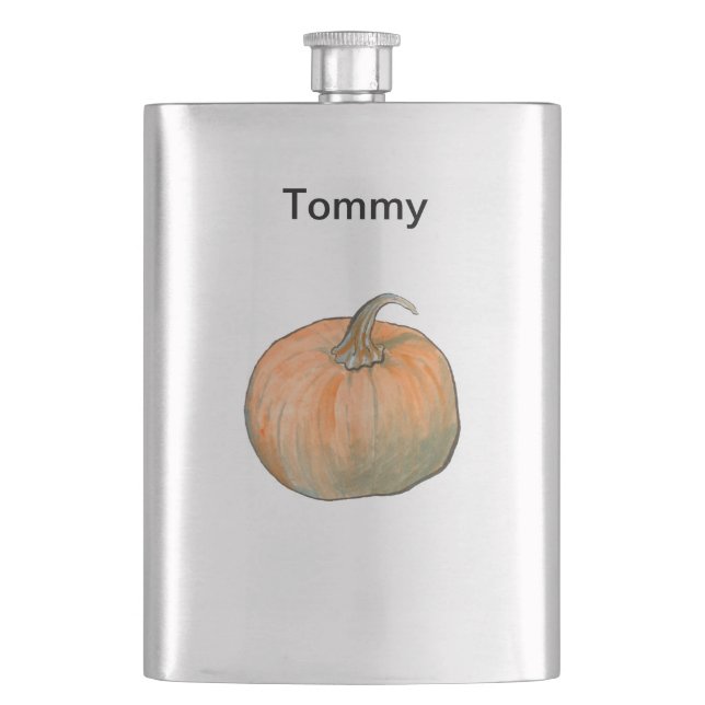 Watercolor Pumpkin Hip Flask (Front)