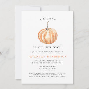 Watercolor Pumpkin Orange Baby Shower Invitation