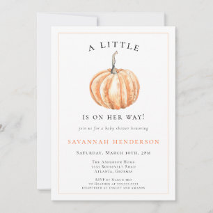 Watercolor Pumpkin Orange Baby Shower Invitation