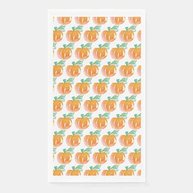 Watercolor Pumpkin Patch Painted Pattern Orange Napkin (Front)