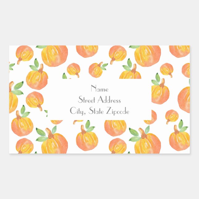 'Watercolor Pumpkin Pattern 3'  Labels (Front)