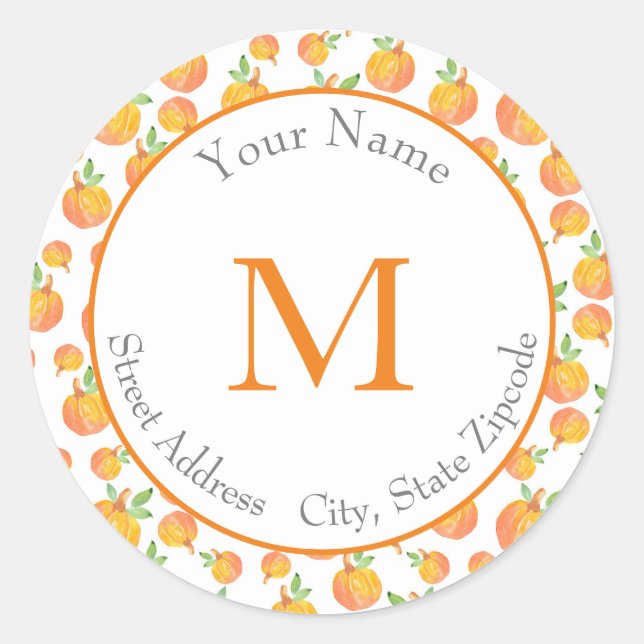 'Watercolor Pumpkin Pattern 3'  Labels (Front)