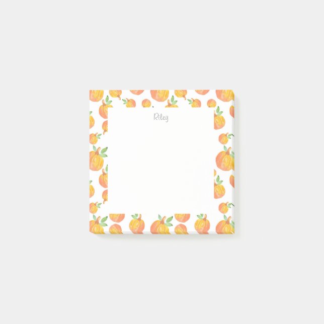 Watercolor Pumpkin Pattern 3 Post-it Notes (Front)