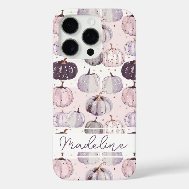 Watercolor Pumpkin pattern with name Case-Mate iPhone Case (Back)