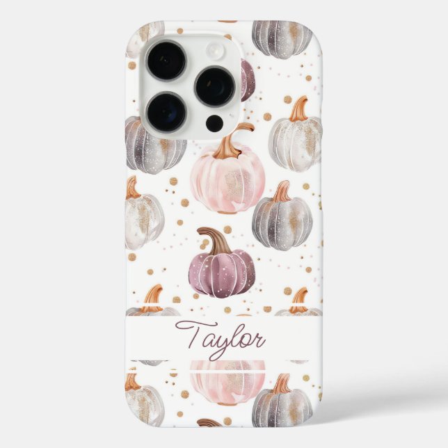 Watercolor Pumpkin pattern with name Case-Mate iPhone Case (Back)