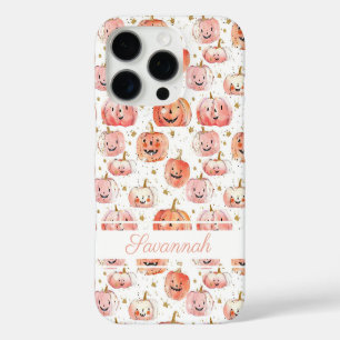 Watercolor Pumpkin pattern with name iPhone 16 Pro Case