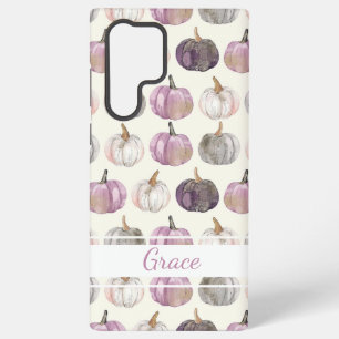 Watercolor Pumpkin pattern with name Samsung Galaxy Case