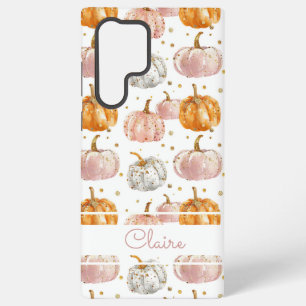 Watercolor Pumpkin pattern with name Samsung Galaxy Case