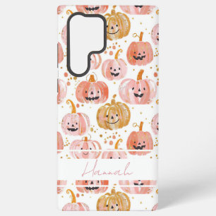 Watercolor Pumpkin pattern with name Samsung Galaxy Case
