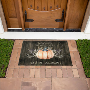 Watercolor Pumpkin Personalised Doormat