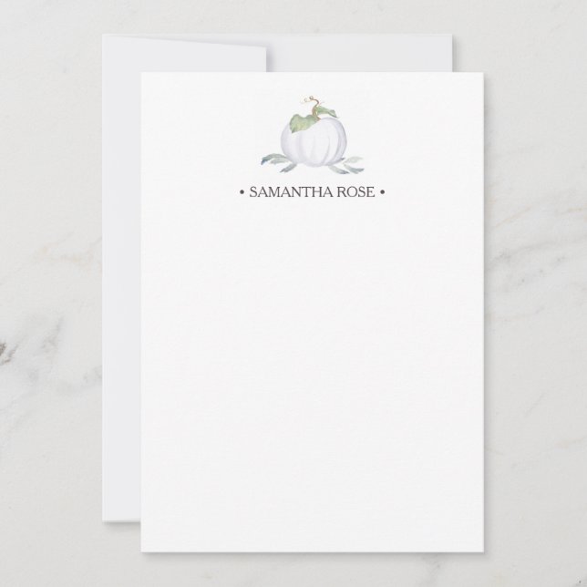 Watercolor Pumpkin Personalised Stationery Card (Front)