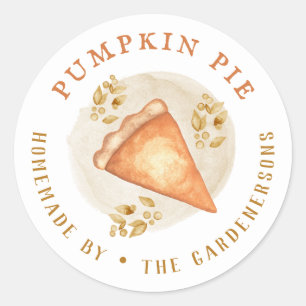 Watercolor Pumpkin Pie Classic Round Sticker