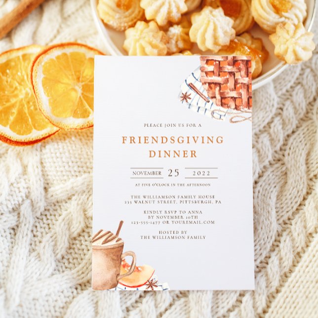Watercolor Pumpkin Pie Friendsgiving Dinner  Invitation (Creator Uploaded)