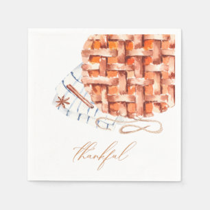 Watercolor Pumpkin Pie Friendsgiving Napkin