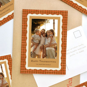 Watercolor Pumpkin Pie Thanksgiving Photo Holiday Postcard