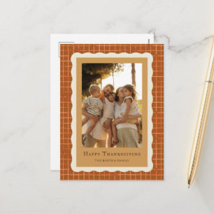 Watercolor Pumpkin Pie Thanksgiving Photo Holiday Postcard