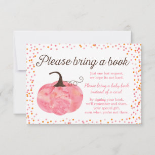 Watercolor Pumpkin Pink Baby Shower Bring a Book Invitation