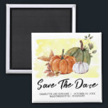 Watercolor Pumpkin  Save the Date Fall Wedding  Magnet<br><div class="desc">Watercolor Pumpkin Save the Date Fall Wedding magnet features watercolor painted orange green white pumpkin arrangement, yellow brush stroke and text template.A perfect design for fall or autumn wedding theme.Please click on the personalise button to customise it with your text or name.Kindly visit my store " loveyouart" for other or...</div>