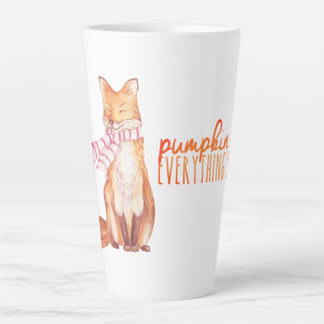 Watercolor Pumpkin Spice Season Sitting Fox  Latte Mug (Front)