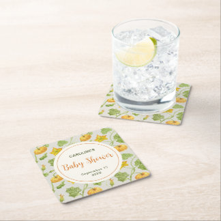 watercolor pumpkin square paper coaster