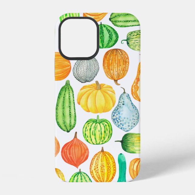 Watercolor pumpkin, squash seamless pattern iPhone case (Back)