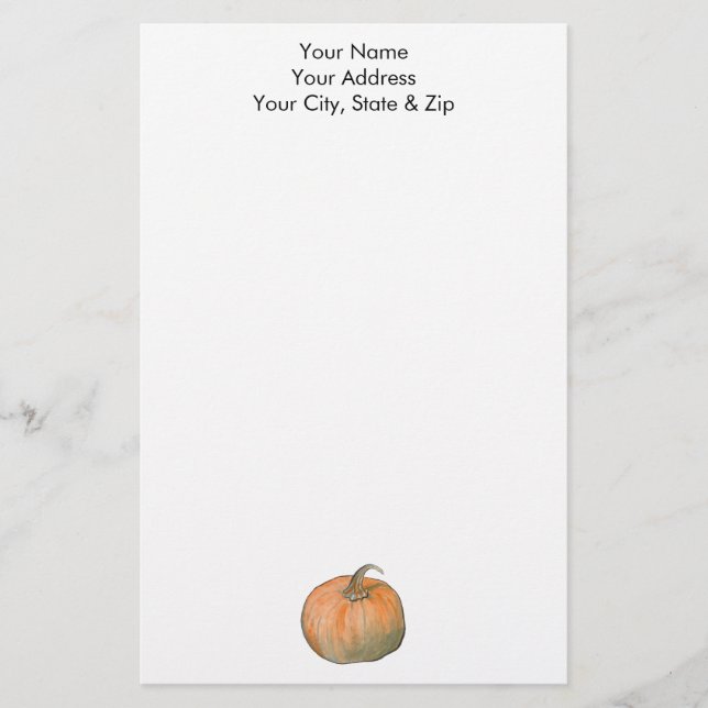Watercolor Pumpkin Stationery (Front)