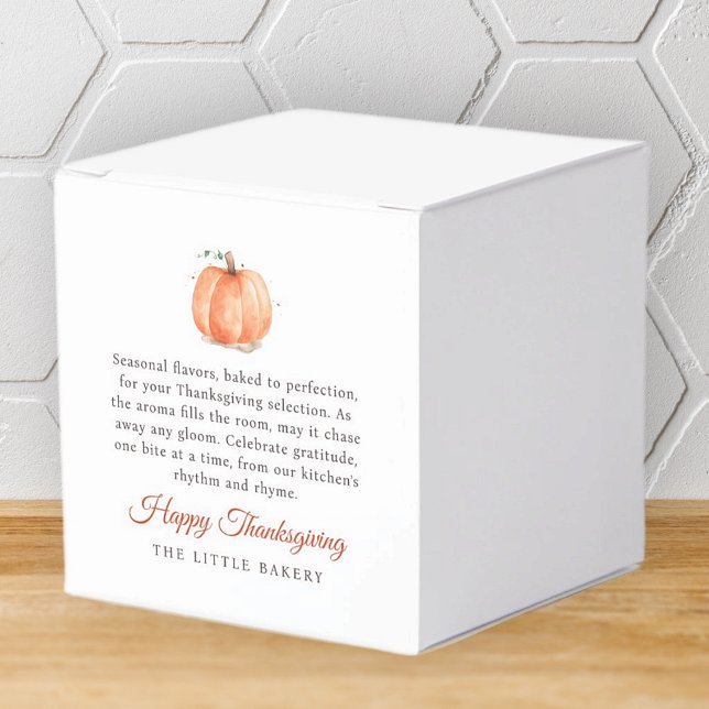 Watercolor Pumpkin Thanksgiving Baked Goods Favour Box (Creator Uploaded)