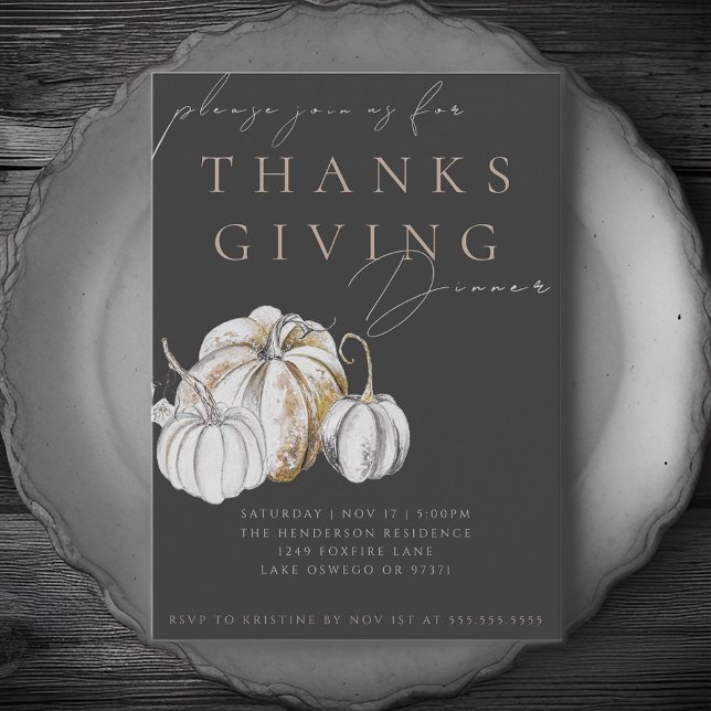 Watercolor Pumpkin Thanksgiving Dinner Invitation (Creator Uploaded)