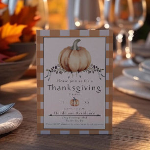 Watercolor Pumpkin Thanksgiving Dinner   Orange Invitation