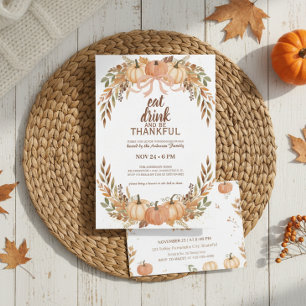 Watercolor Pumpkin Thanksgiving Invitation