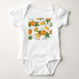 Watercolor Pumpkin Vegetable: Orange Seamless Baby Bodysuit