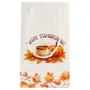 Watercolor Pumpkins and Coffee Small Gift Bag