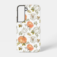 Watercolor Pumpkins and Foliage Autumn Pattern