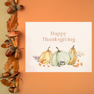 Watercolor Pumpkins and Foliage Thanksgiving Holiday Postcard