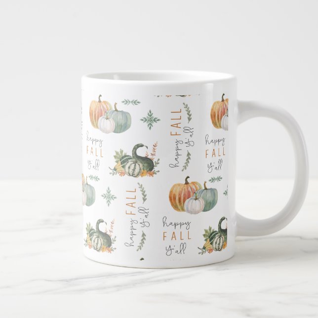 WATERCOLOR PUMPKINS AND GOURDS LARGE COFFEE MUG (Right)
